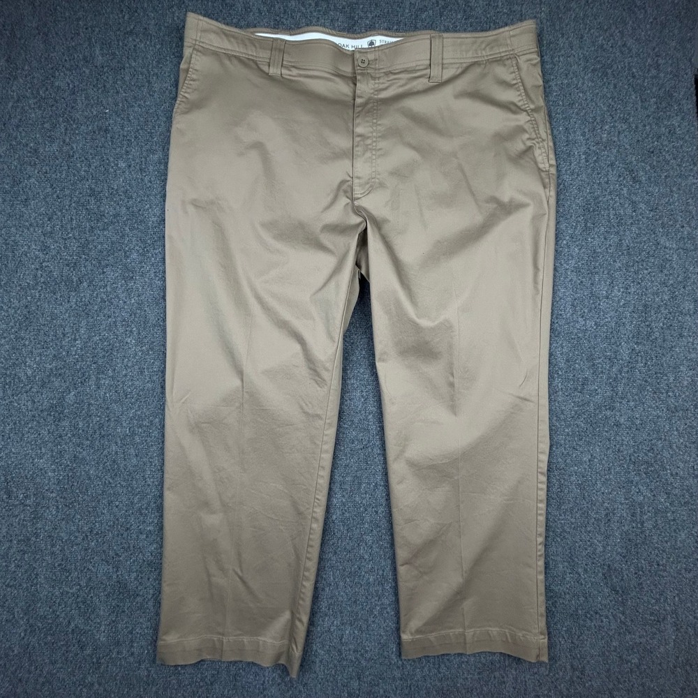 Oak Hill Tech Pants Mens 48x28 Khaki Tan Straight Fit Stretch Chino Trousers